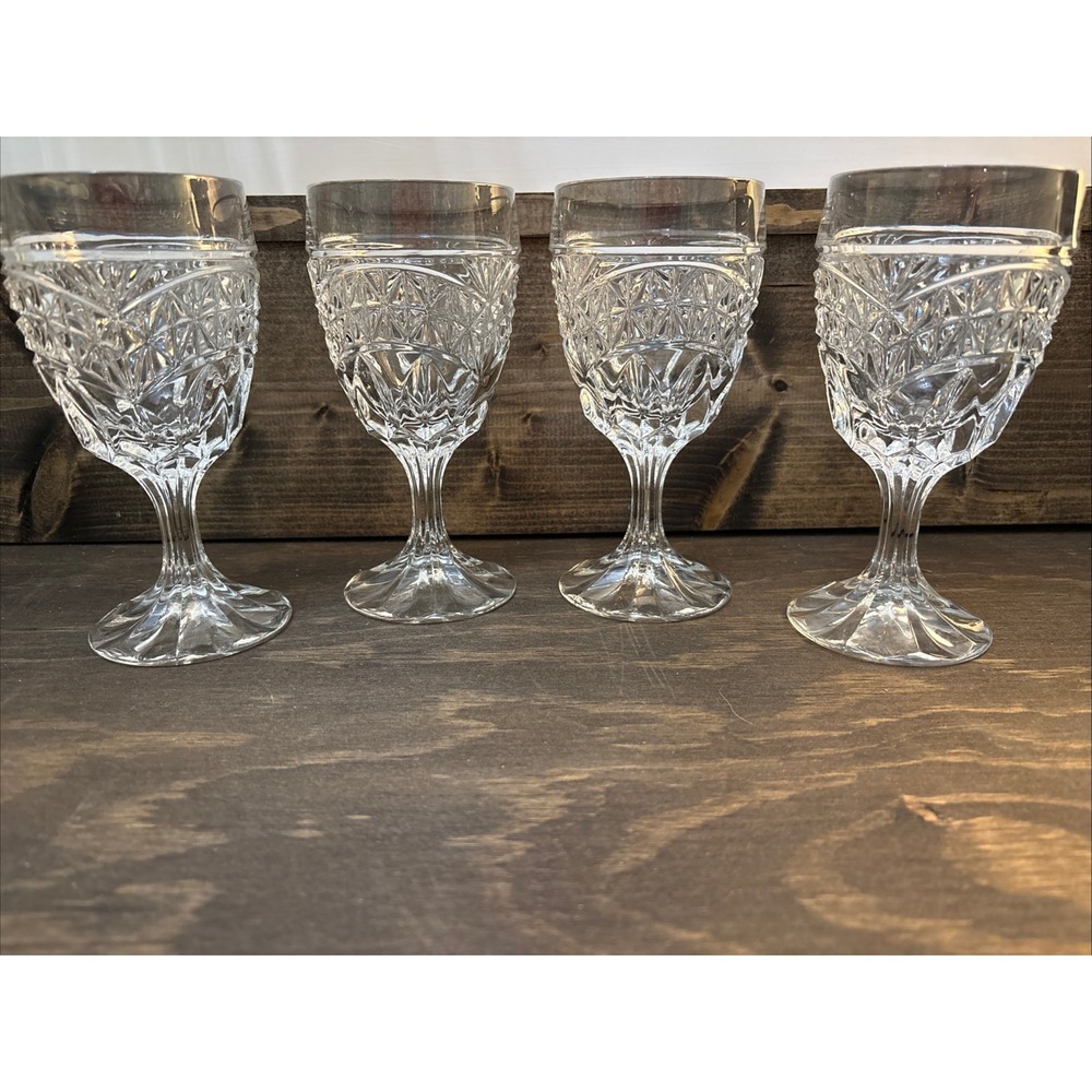 Vintage Set Of 4 Crystal d'Adriana LUNA 6.25" Water Goblets/Wine Glasses